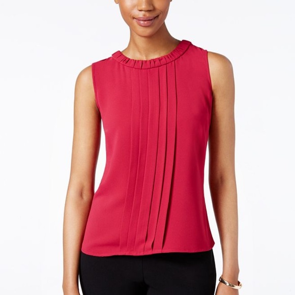 Kasper Tops - Kasper Pleated Sleeveless Blouse